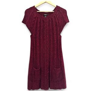 Style and Co Knit Red and Black Sweater Dress Large
